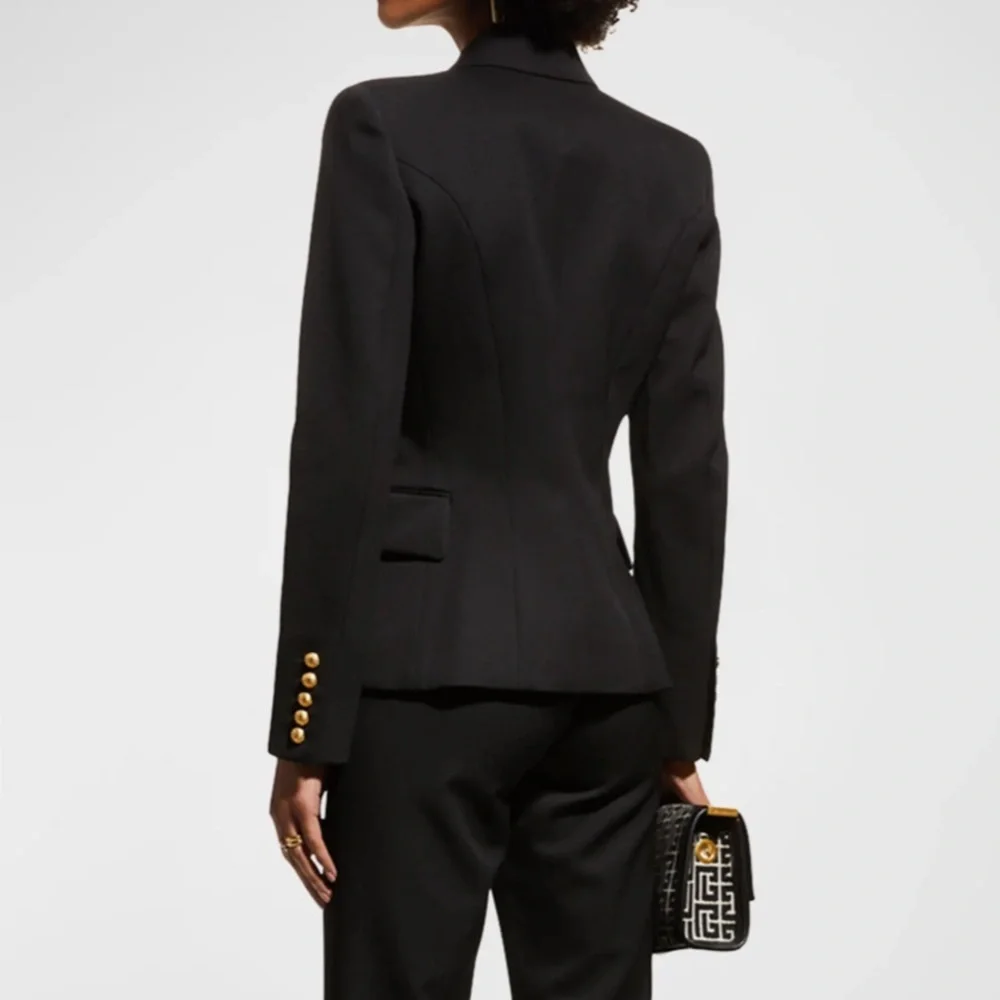 New Balmain Classic Double-Breasted Black Wool Blazer Size 36 - Picture 3 of 12